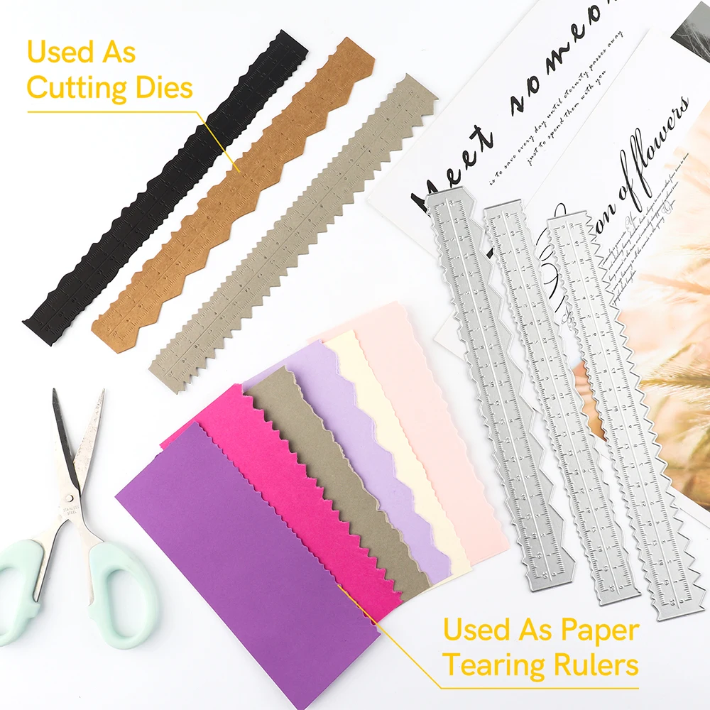 Cadre de règle de déchirure en papier à bord ondulé, matrices de découpe en métal pour bricolage, Scrapbooking, Album Photo, carte de gaufrage décorative, matrice artisanale, 1 pièces