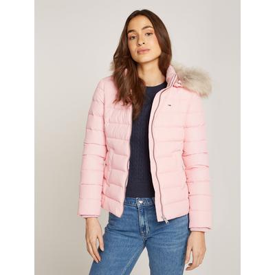 Steppjacke TOMMY JEANS "TJW BASIC HOODED DOWN JACKET EXT" Gr. M (38), pink (ballet pink) Damen Jacken mit Logostickerei