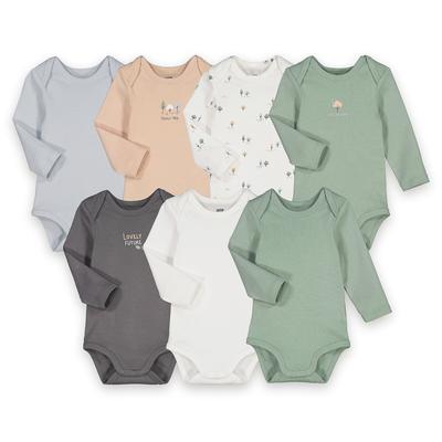 Pack of 7 Printed Long-Sleeved Bodysuits