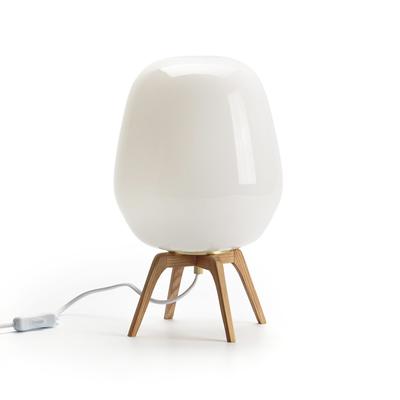 Boldo Opaline Glass & Wood Table Lamp