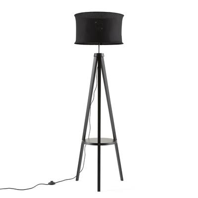 Setto Rubberwood & Linen Tripod Floor Lamp