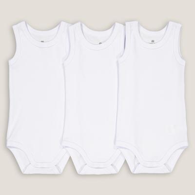 Set of 3 White Sleeveless Bodysuits