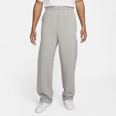 Nike Solo Swoosh Men's Open-Hem Fleece Trousers - Grey - Cotton/Polyester