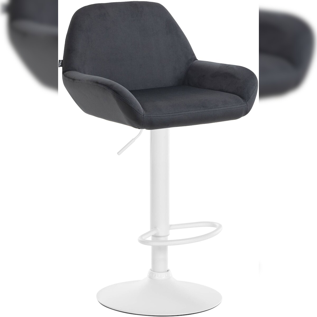 CLP Barhocker Braga Samt schwarz/weiß Image