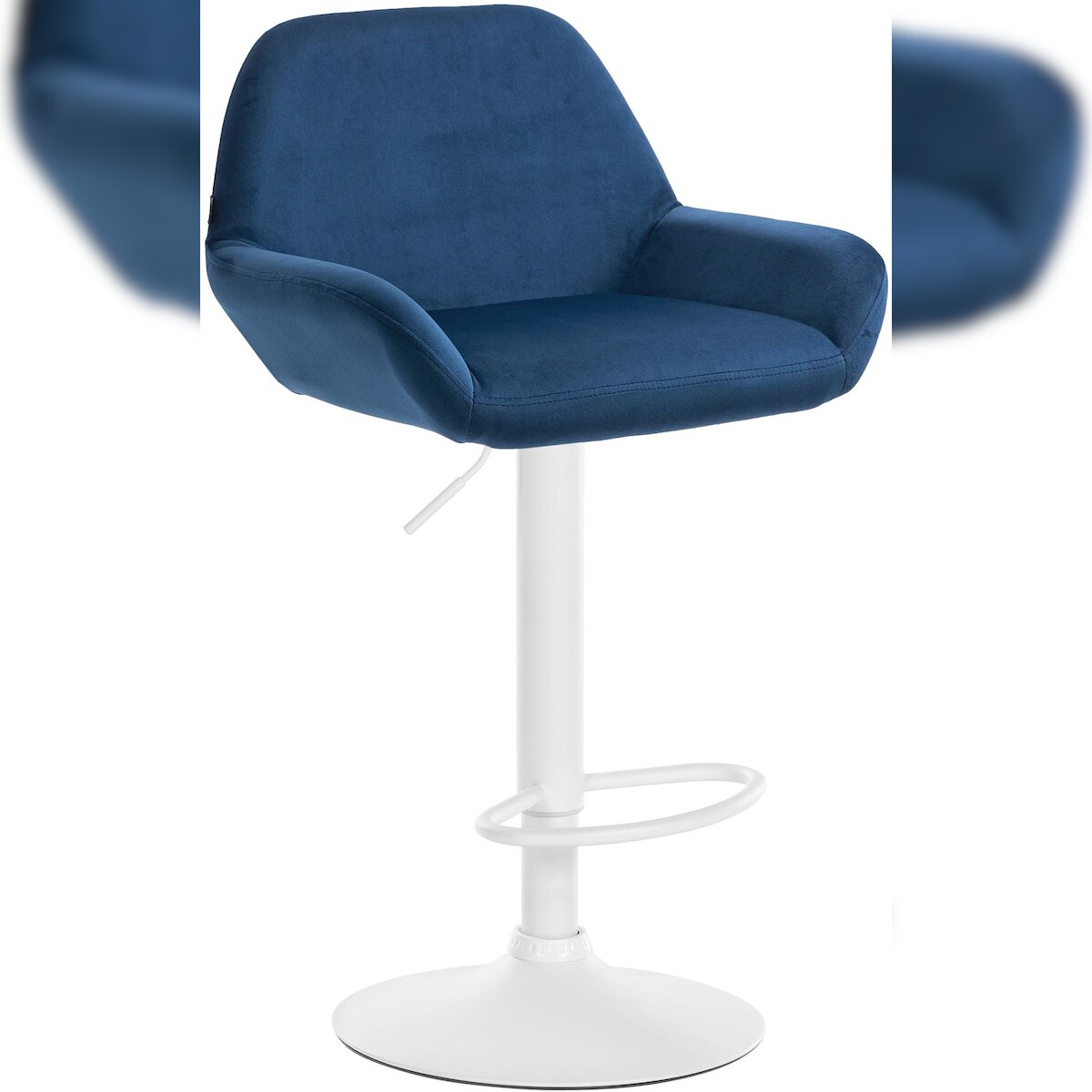 CLP Barhocker Braga Samt blau/weiß Image