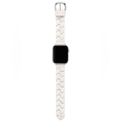 Kate Spade Accessories | Kate Spade Braided Leather 38-49mm Band For Apple Watch White Nwt | Color: Silver/White | Size: Os