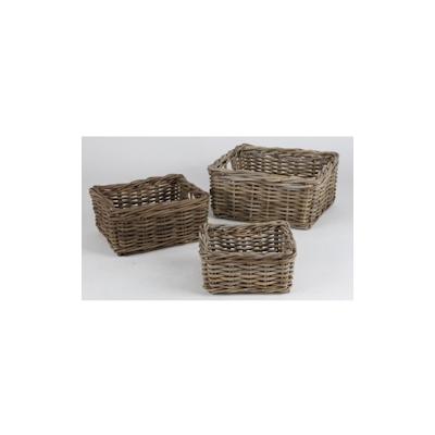 BURI 3er Set Weidenkörbe Körbe Aufbewahrung Korb Dekokorb Holzkorb geflochten 23 - 37cm Image