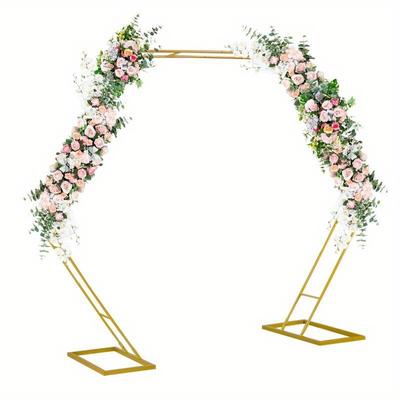 TEMU Wedding Arch . 2ft Height, Hexagon Garden Arbor Wedding Arches With Rectangular Base, Balloon Photography Backdrop Stand For Garden Wedding Party Indoor Outdoor (gold)