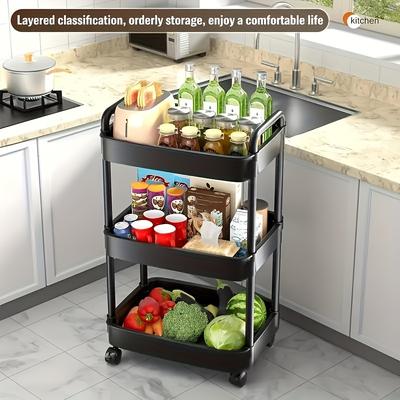 TEMU A 3- And 4- Trolley Shelf, Bedroom Shelf, Kitchen Activity Shelf, Multi- Shelf, Suitable For The Year-round Home Storage And Outdoor Camping Storage