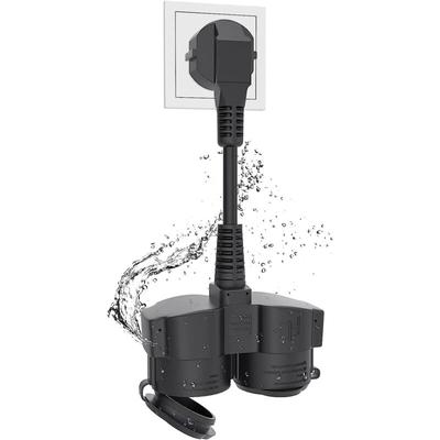 Doppelstecker für Steckdose, Verlängerung, externer Schutzkontakt mit 2 AC-Steckdosen,