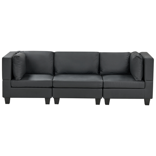 Sofa Schwarz Kunstleder 3-Sitzer Modulsofa Wohnzimmermöbel Modern Wohnzimmer Salon Wohnecke Sitzecke