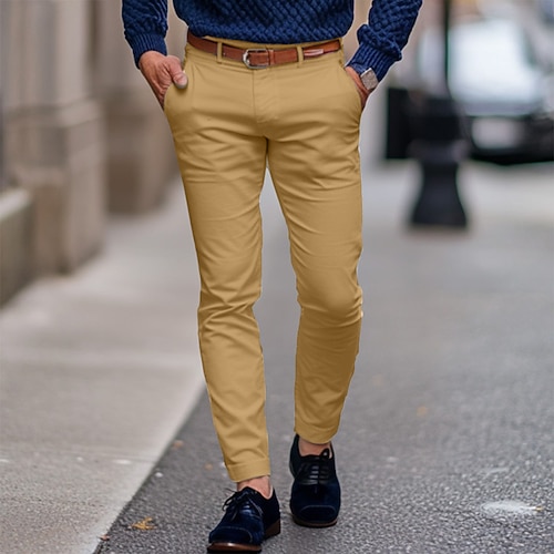 Herren Hose Chinos Sommerhose Freizeithose Fronttasche Einfach Komfort Atmungsaktiv Lässig Täglich Ferien Mode Basic Schwarz Weiß Image