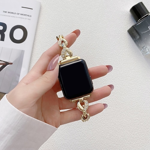 Solo-Loop Kompatibel mit Apple Watch Armband 38mm 40mm 41mm 42mm 44mm 45mm 49mm Bling-Diamant Metallverschluss Verstellbar Legierung Ersatzarmband für iwatch Ultra 2 Series 9 8 7 SE 6 5 4 3 2 1 Image