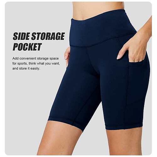 Damen Fahrradhose Fahhrad Shorts Schmale Passform Sport Elastisch Schweißableitend Atmungsaktiv Schwarz Dunkelblau Bekleidung Fahrradbekleidung