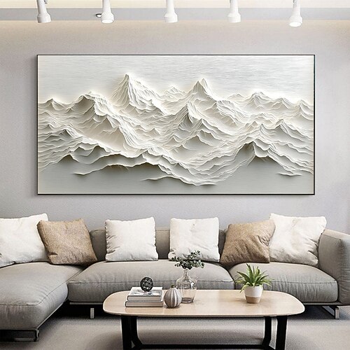 handgemachtes Original Schneeberg Ölgemälde auf Leinwand abstrakte Textur Winterlandschaft Wandkunst für Wohndekoration mit gespanntem Rahmen/ohne Innenrahmen Gemälde Image