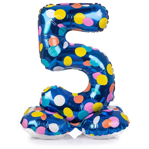 Ballon chiffre ""5"", tenant debout, à pois
