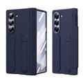 telefono Custodia Per Samsung Galaxy Piegatura a Z 7 Z Fold 6 Copertura Posteriore con Supporto con Proteggi Schermo Protezione Completa Retrò Armatura PC Silicone