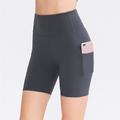Per donna Shorts da Palestra Shorts da yoga Shorts da allenamento con Tasca per Telefono Vita Alta Yoga Allenamento in Palestra Pilates Pantaloncini Grafico Grigio scuro Nero Verde scuro Spandex Gli
