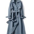 Per donna Trench Lungo Lacci Collage Cappotto Nero Blu Cammello Beige Giornaliero Autunno Monopetto Standard S M L XL XXL 3XL / Inverno