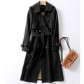 Per donna Trench Lungo Lacci Collage Cappotto Nero Blu Cammello Beige Giornaliero Autunno Monopetto Standard S M L XL XXL 3XL / Inverno