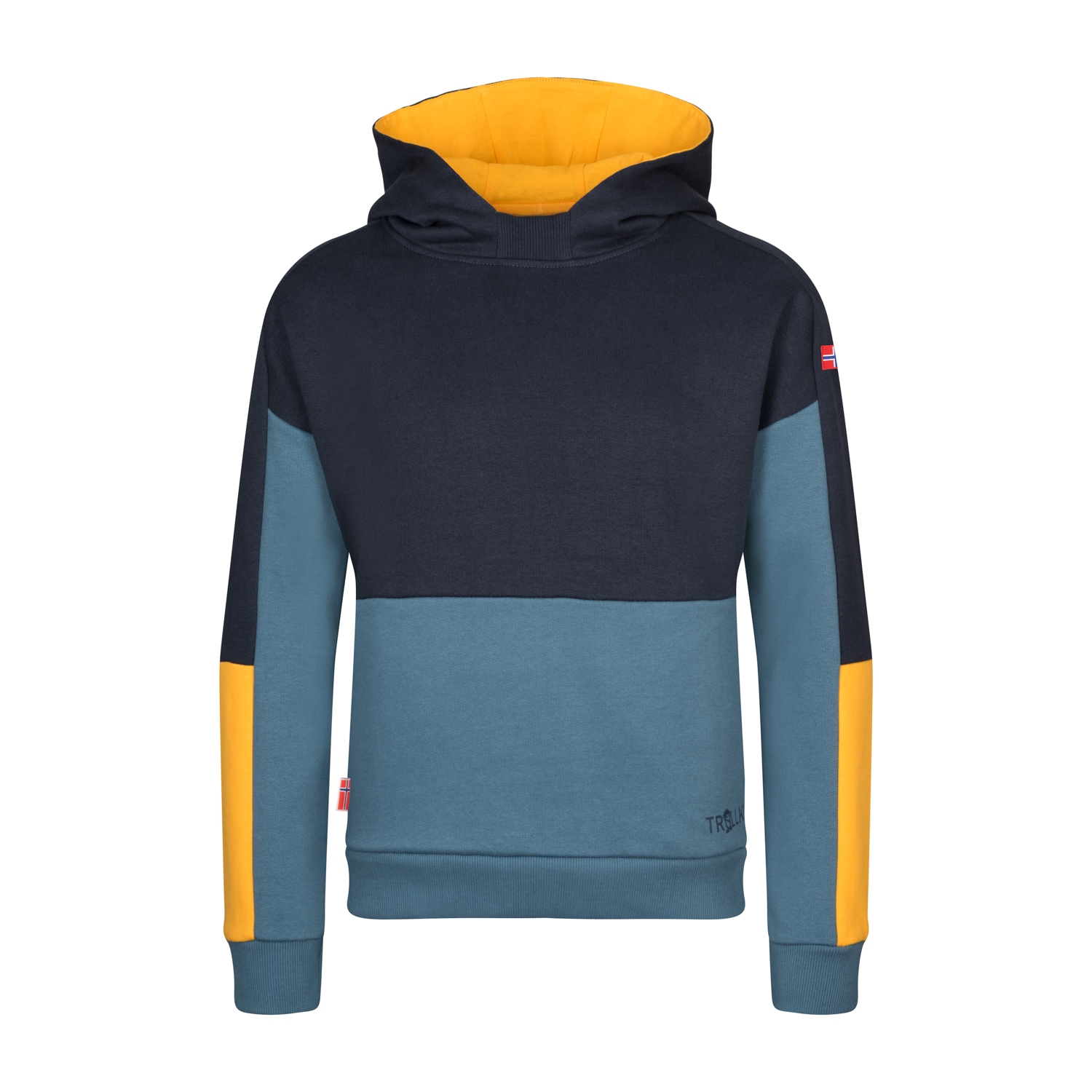 Kapuzensweatshirt TROLLKIDS "KIDS RONDANE SWEATER", Kinder, Gr. 164, grau (schwarz, steel), Sweatware, Obermaterial: 100% Baumwolle, Sportlich, Rippbündchen, Sweatshirts Image