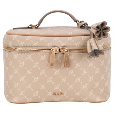 Kosmetiktasche JOOP "cortina 1.0 flora washbag mhz", Damen, Gr. B/H/T: 24cm x 17cm x 13cm, beige (sesame), Lederimitat, 