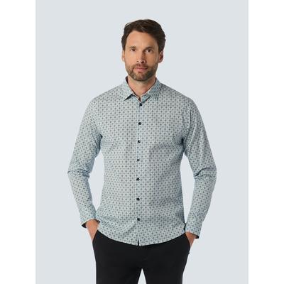 Langarmhemd NO EXCESS "No Excess Stilvolles Hemd mit Allover-Muster", Herren, Gr. M, Normalgrößen, blau, 97% Baumwolle, 3% Elasthan, casual, normal, Hemden Image