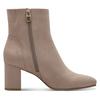 Stiefelette MARCO TOZZI BY GMK, Damen, Gr. 40, grau (taupe), Textil, unifarben, Veloursleder, elegant, Schuhe, Blockabsatz, Abendschuh, Businessschuh, Feel Me-Ausstattung