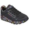 Sneaker SKECHERS "UNO LITE-LOVELY LUV", Kinder, Gr. 39, schwarz (schwarz, multi, 2), Lederimitat, Textil, kontrastfarbene Details, sportlich, Schuhe, Schnürschuh mit bedruckter Sohle, Größenschablone zum Download