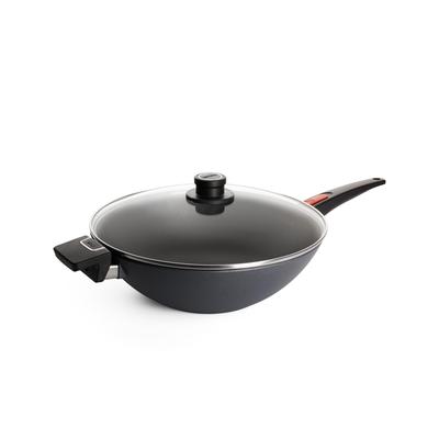 Wok WOLL MADE IN GERMANY "Diamond Lite", grau (anthrazit), H:9cm Ø:34cm, Pfannen, Ø 34 cm, mit Glasdeckel, Induktion Image