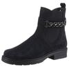 Chelseaboots GABOR, Damen, Gr. 39, blau (nachtblau), Veloursleder, Elastischer Einsatz, unifarben, modisch, Schuhe, Blockabsatz, Herbstmode, Stiefelette mit Zierkette am Schaft