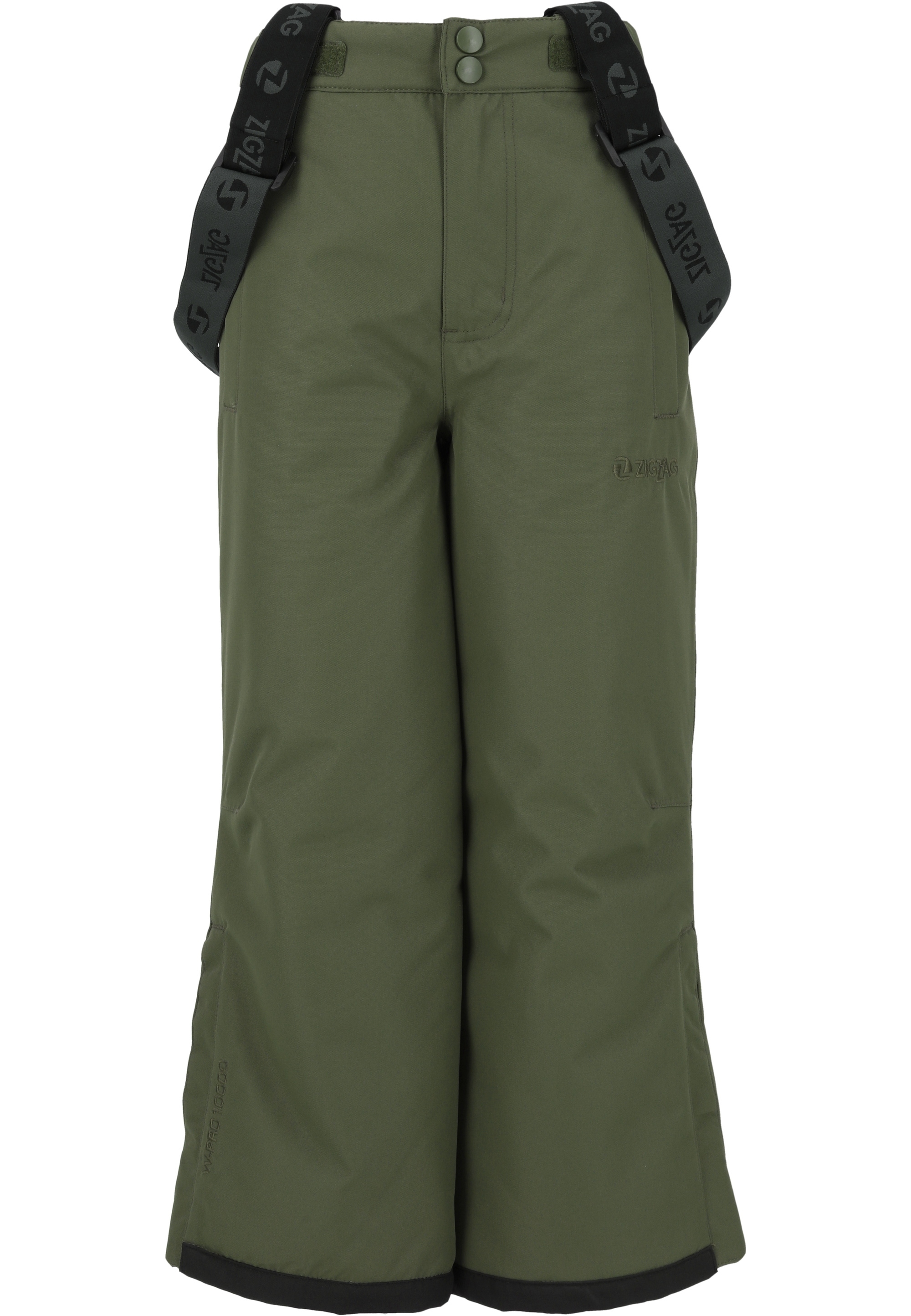 Skihose ZIGZAG "Soho", Mädchen, Gr. 92, EURO-Größen, grün (dunkelgrün), 88% Polyester, 12% Elasthan, unifarben, lang, Hosen Skihose, mit abnehmbaren Hosenträgern