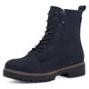 Schnürboots TAMARIS, Damen, Gr. 40, blau (navy), Nubukleder, modisch, Schuhe, Blockabsatz, Schnürstiefelette mit Zierreißverschluss außen