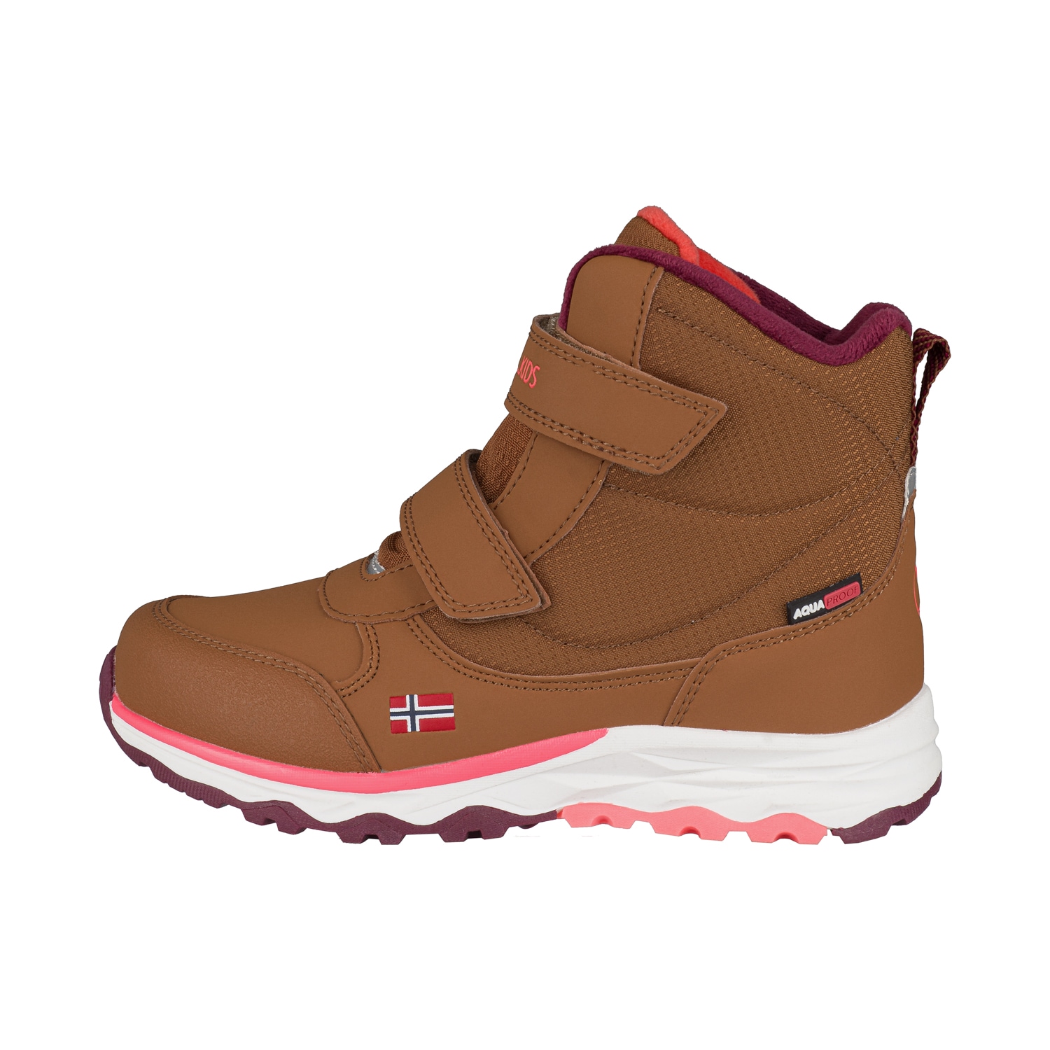 Winterstiefel TROLLKIDS "KIDS HAFJELL WINTER BOOTS", Gr. 32, braun (caramel, salmon, rotwood), Synthetik, mehrfarbig, Sportlich, Schuhe, wasserdicht, Klettverschluss, reflektierende Details Image