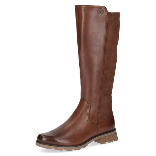 Stiefel CAPRICE Gr. 39, Normalschaft, braun (cognac) Damen Schuhe Blockabsatz, Langschaftstiefel, Businessstiefel mit Reißverschluss