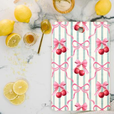 Emanuela Carratoni Preppy Bows and Cherries Cutting Board