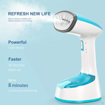 TEMU Folding Handheld , 20g/ Min Strong Steam , 25-sec -up, Garment Wrinkle Remover For Home, Office & Travel, Aqua, By Yabano