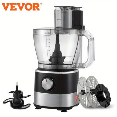 TEMU Vevor Electric Kitchen Helper, 14-cup Capacity For Dicing, Blending, Slicing & Dough Prep, 600w Stainless Blades, Effortless To Clean & Assemble, Black