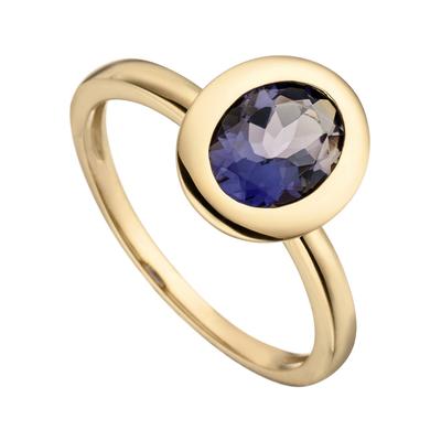 Goldring JOBO "Ring mit Iolith" Gr. 52, blau (blau, blau), Fingerringe, Damen, 52, Gelbgold 585, 585 Gold