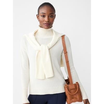 J.McLaughlin Women's Dina Cashmere Turtleneck Top Ivory, Size Small