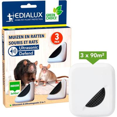 Edialux - Mäusevertreiber und rattenabwehr, ultraschall anti-ratten 3er-pack, mäuse und ratten Image