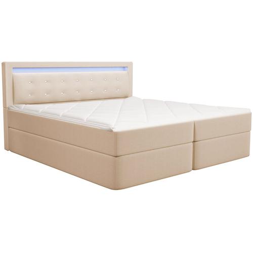 Boxspringbett zenova Farbe: Beige, Größe: 180 x 200 cm Komfortbett Polsterbett Boxspringbett