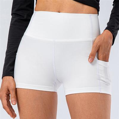Women's Gym Shorts Yoga Shorts Workout Shorts with Phone Pocket High Waist Yoga Gym Workout Pilates Shorts Black White Yellow Sports Activewear Stretchy Slim