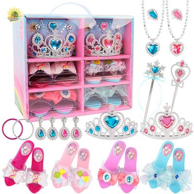 Princess Dress-Up Shoes, Slippers, Necklace, and Earrings Set - Girls' Birthday Gift, Family Play, Pretend Toy Jewelry Box - Perfect for Imaginative Play and Creative Expression