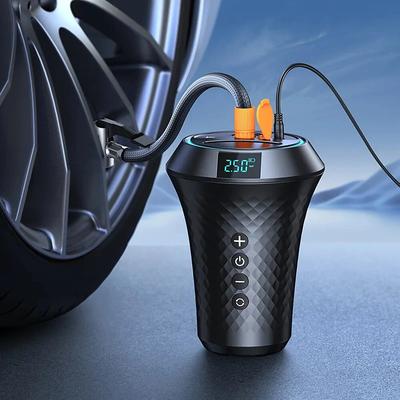 2-In-1 Portable Air Pump Cup Extender Car Charger Tire Inflator Air Compressor Car Inflator Pump Mobile Phone Fast Charging