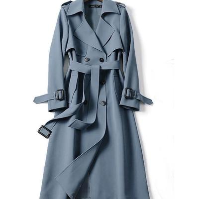 Women's Trench Coat Fall Double Breasted Lapel Long Coat with Belt Winter Warm Windproof Jacket with Pockets Maillard Black Blue Camel Beige Daily S M L XL XXL 3XL