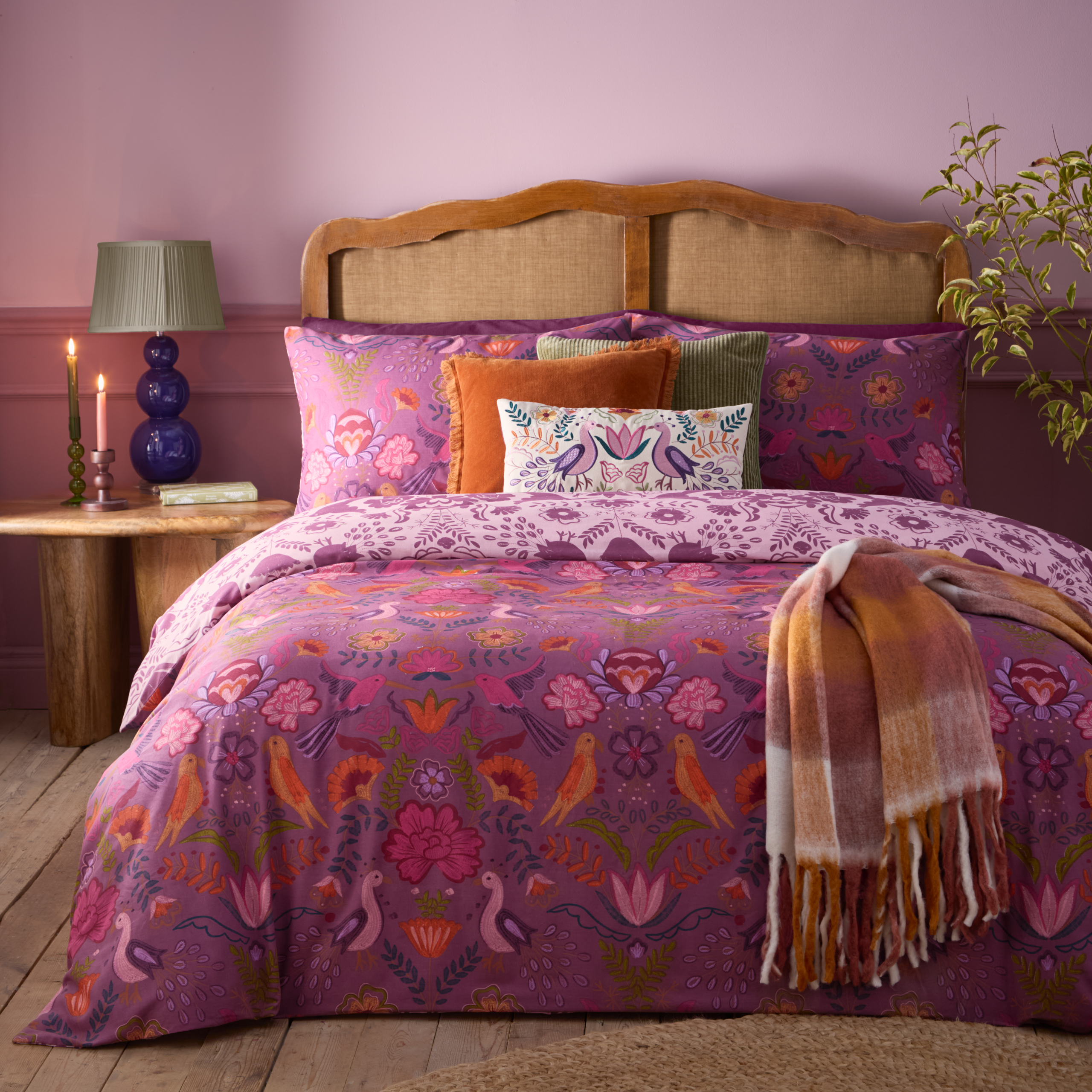 furn. Broderie Floral Duvet Cover Set - Purple Polycotton - Size Single | furn. Sale | Discount Designer Brands