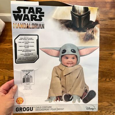 Disney Costumes | Grogu / Baby Yoda Baby/Child Costume | Color: Cream/Green | Size: Osbb