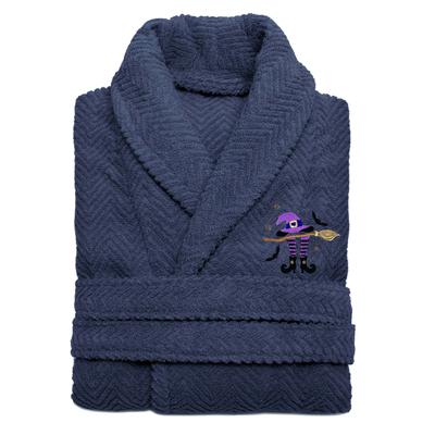 Authentic Hotel and Spa 100% Turkish Cotton Unisex Herringbone Weave Bath Robe with Hat Broom Legs Embroidery
