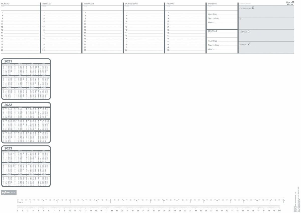 QUO VADIS Schreibunterlage 7600 59,5x42cm weiß mit Kalendarium Image